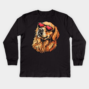 Golden Retriever Valentines Day Kids Long Sleeve T-Shirt